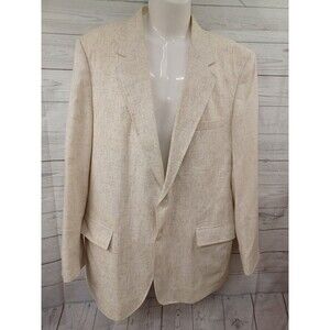 The Mens Store Mens Beige Blazer Jacket Sports Coat 46 XT Linen Blend